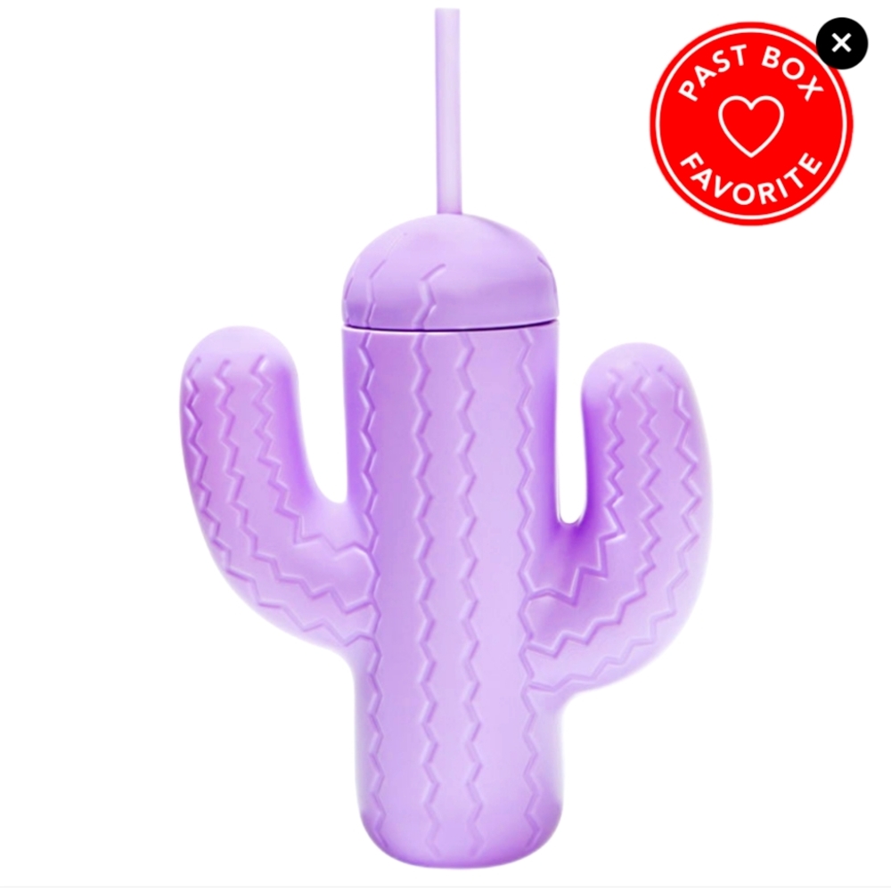 PINK SKY Lavender Cactus Cup with Straw